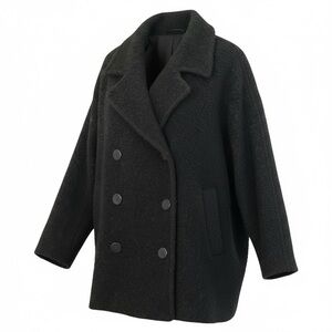 Eileen Fisher Boucle Double Breasted Womens Medium Peacoat Lined green Luxury